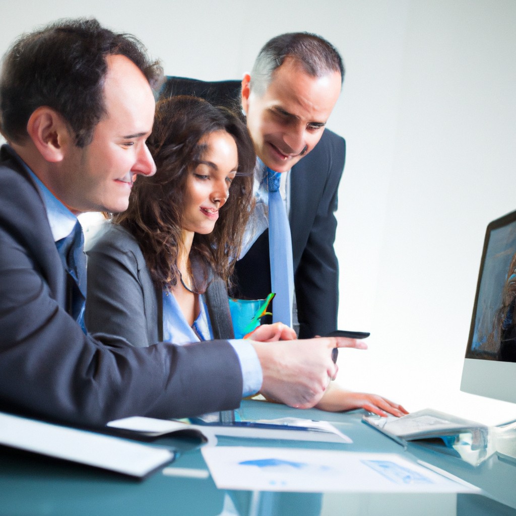 Professional team analyzing investment data